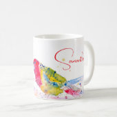 Papegaai kunst Aquarel Schilderij Rood Blauw Kleur Koffiemok (Voorkant rechts)