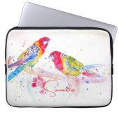 Papegaai kunst Aquarel Schilderij Rood Blauw Kleur Laptop Sleeve (Voorkant)