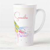 Papegaai kunst Aquarel Schilderij Rood Blauw Kleur Latte Mok (Rechts)