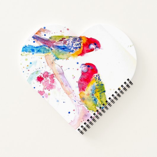 Papegaai kunst Aquarel Schilderij Rood Blauw Kleur Notitieboek (Achterkant)