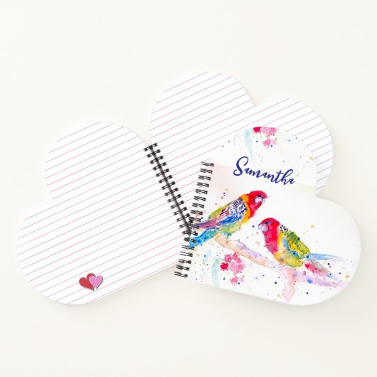 Papegaai kunst Aquarel Schilderij Rood Blauw Kleur Notitieboek (Binnen)