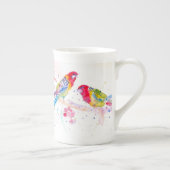 Papegaai kunst Aquarel Schilderij Rood Blauw Kleur Porselein Kop (Rechts)