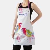 Papegaai kunst Aquarel Schilderij Rood Blauw Kleur Schort (Insitu)