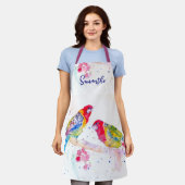 Papegaai kunst Aquarel Schilderij Rood Blauw Kleur Schort (Gedragen)