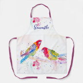 Papegaai kunst Aquarel Schilderij Rood Blauw Kleur Schort (Voorkant)