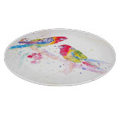 Papegaai kunst Aquarel Schilderij Rood Blauw Kleur Snijplank (Hoek)