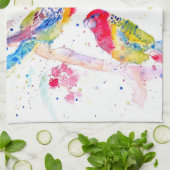 Papegaai kunst Aquarel Schilderij Rood Blauw Kleur Theedoek (Gevouwen)