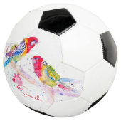 Papegaai kunst Aquarel Schilderij Rood Blauw Kleur Voetbal (Drie kwart)