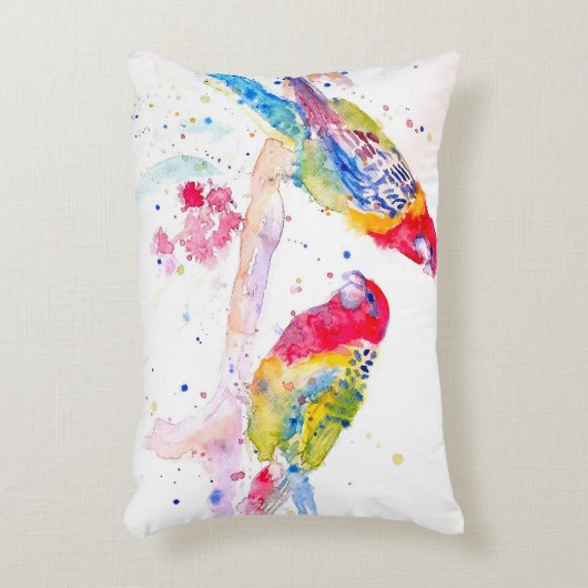 Papegaai kunst Waterverf Schilderij Aqua Kleurrijk Accent Kussen (Voorkant(Verticaal))