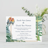 Papegaai Lovebirds Tropische Natuur Bruiloft Uitno Kaart (Staand voorkant)