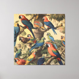 Papegaai Luifel Vintage Botanische Luxe Galerij Canvas Afdruk