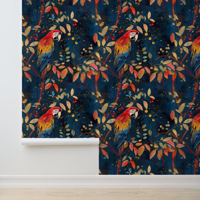 Papegaai Macaw Tropisch Oerwoud Behang (Applicatie)