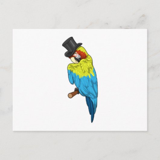 Papegaai met cilinder briefkaart (Voorkant)