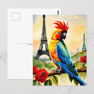 Papegaai met een Eiffeltoren, Postcrossing Briefkaart