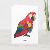 Papegaai met glas sinaasappelsap kaart (Achterkant)
