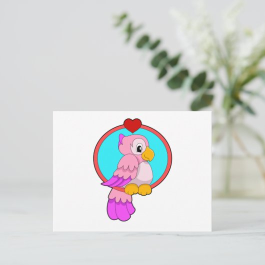 Papegaai met Hart Briefkaart (Staand voorkant)