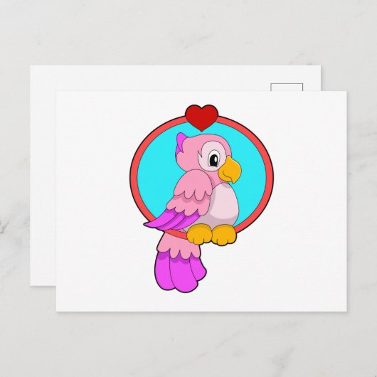 Papegaai met Hart Briefkaart (Voorkant / Achterkant)