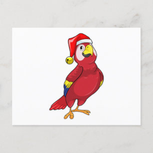 Papegaai met kerstmuts briefkaart