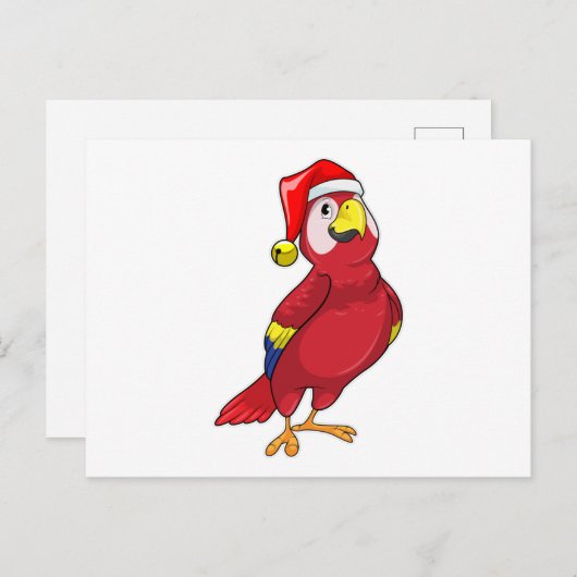 Papegaai met kerstmuts briefkaart (Voorkant / Achterkant)