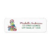 Papegaai met kerstmuts Kerst retouradres Etiket (Voorkant)