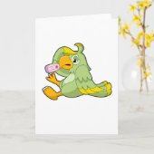 Papegaai met koortsthermometer kaart (Gele Bloem)