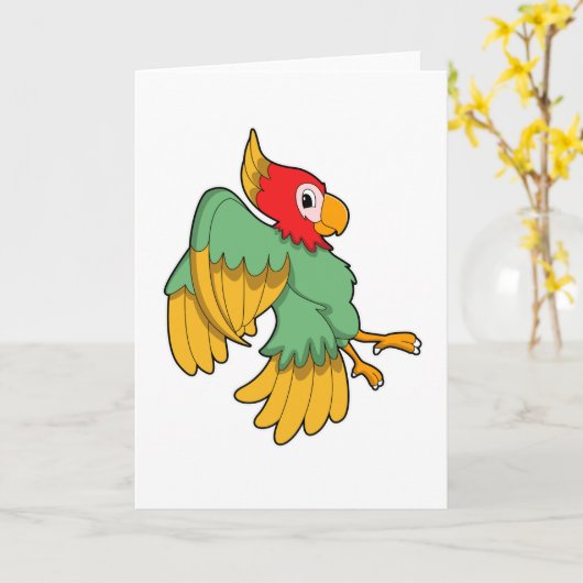 Papegaai met rode kop kaart (Gele Bloem)