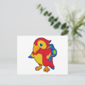 Papegaai met Rugzak Briefkaart (Staand voorkant)