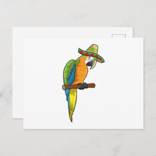 Papegaai met strohoed briefkaart (Voorkant / Achterkant)