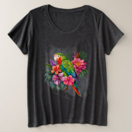 Papegaai met Tropische Bloemen - Omarm Natuur Grote Maat T-shirt