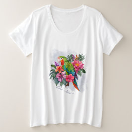 Papegaai met Tropische Bloemen - Omarm Natuur Grote Maat T-shirt