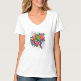 Papegaai met Tropische Bloemen - Omarm Natuur T-shirt
