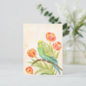 Papegaai met Tulpen Briefkaart (Staand voorkant)