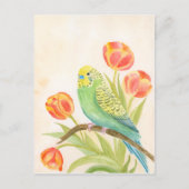 Papegaai met Tulpen Briefkaart (Voorkant)