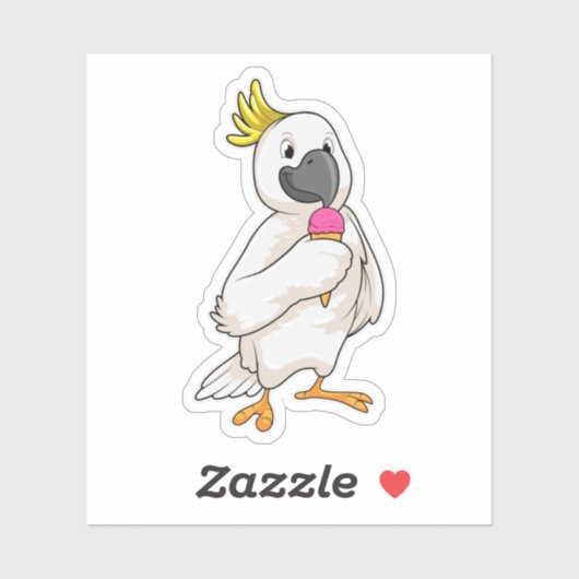 Papegaai met Waffel ijs Sticker (Vel)