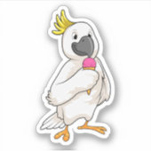 Papegaai met Waffel ijs Sticker (Voorkant)
