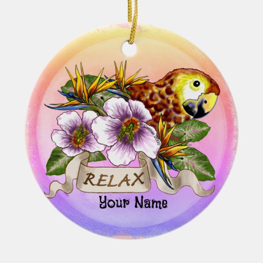 Papegaai ontspant  keramisch ornament (Voorkant)
