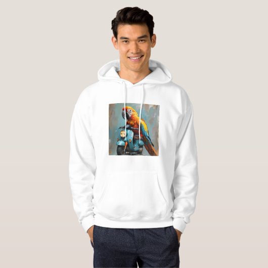 Papegaai op motor hoodie (Voorkant volledig)