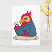 Papegaai op Poker met Pokerkaarten Kaart (Gele Bloem)