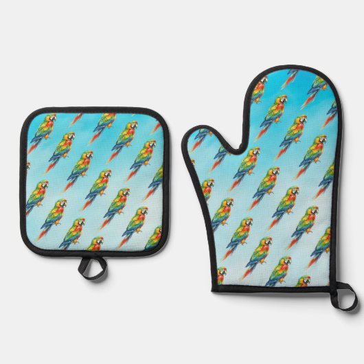 Papegaai Ovenwant & Pannenlap Set (Voorkant)