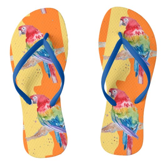 Papegaai Papegaaien Tropische Macaw Vogel Oranje M Teenslippers (Voetbed)