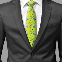 Papegaai Patroon Indische Ringneck Groene Vogellie Stropdas