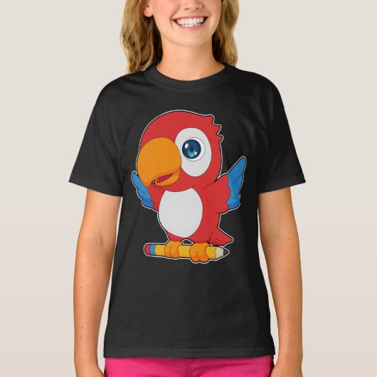 Papegaai Pupil Pencil School T-shirt (Voorkant)