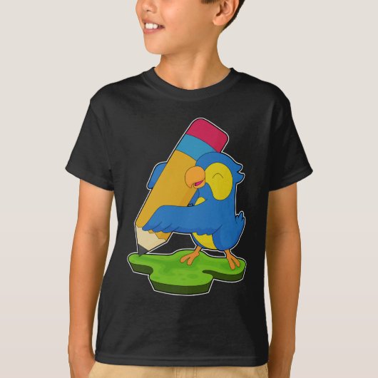 Papegaai Pupil Potlood School T-shirt (Voorkant)
