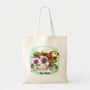 papegaai relax custom naam boodschappentas tote bag