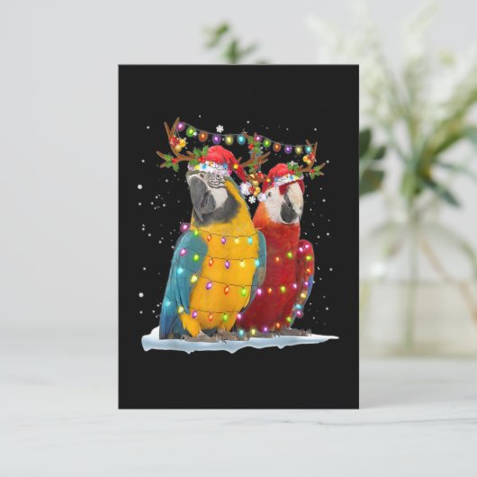 Papegaai Rendier Kerst Licht Kerst Ornamenten Kaart (Staand voorkant)