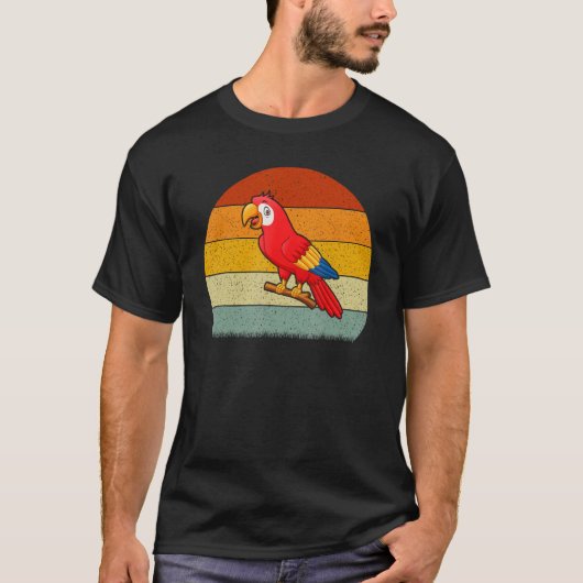 Papegaai Retro Stijl T-shirt (Voorkant)