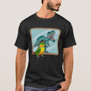 Papegaai & Rex Reflectie I Geelzijdige Groene Wang T-shirt