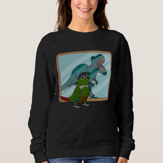 Papegaai & Rex Reflectie I Groene Wang Conure Trui (Voorkant)