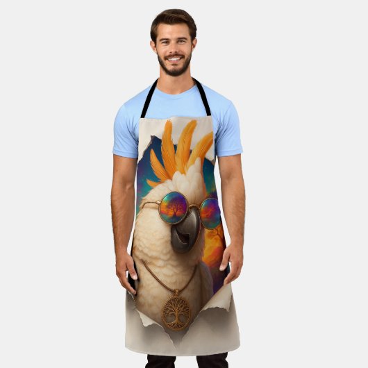 Papegaai Schort – Vrolijk Boho Design (Gedragen)