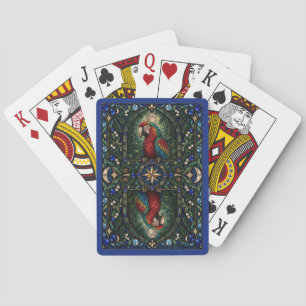 Papegaai, Tropisch Regenwoud Glas in Lood Pokerkaarten